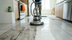 Tile & Grout being cleaned