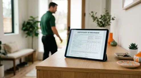 A digital insurance proof on a tablet device