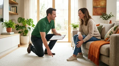 A Technician explaining to a customer in detail instead of pushy upselling